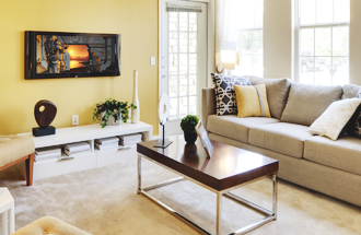 Living Room With Hanging Television